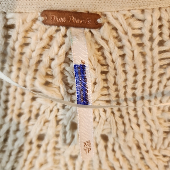 Free People Montana Cream Cardigan Oversized Boho size XS - Picture 5 of 14
